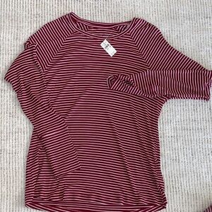 Aerie Offline Burgundy Red Striped Long Sleeve Shirt